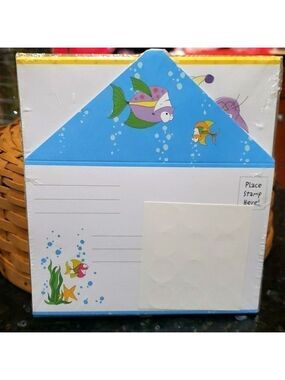 SALLY Foster Thank You Notes 12 Self Mailing Notecards Sticker Sheet  Seals Fish
